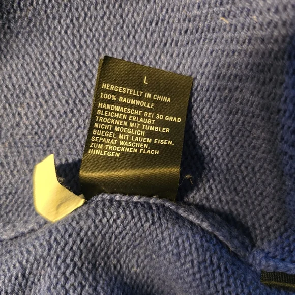 Nautica Blue and Black 1/4 Zip Mens Sweater with Ribbed Cuffs Size Large - Picture 8 of 8